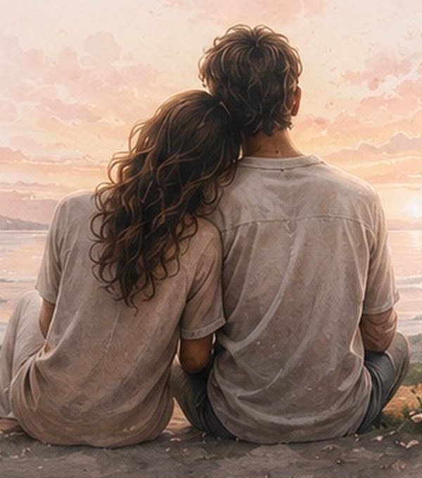 Ilustración del programa para parejas Volver a Elegirnos: una pareja contemplando el atardecer.